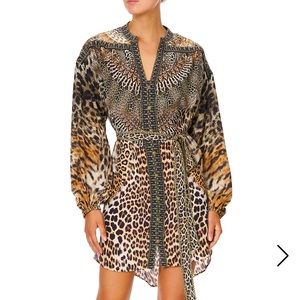 CAMILLA Blouson Shirt Dress Swarovski Crystal Leopard Call Of The Cathedral